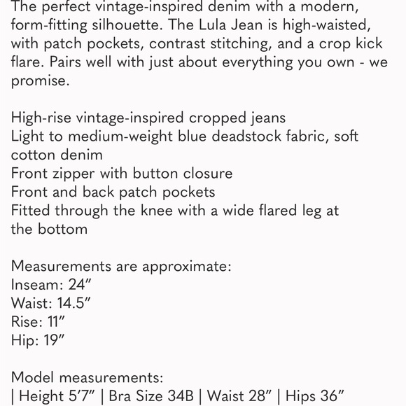 Christy Dawn The Lula Jean Crop Kick Flare Size 30 - Picture 10 of 10